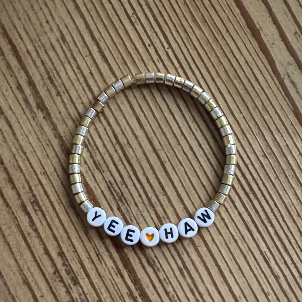 Yee Haw golf and silver beaded bracelet